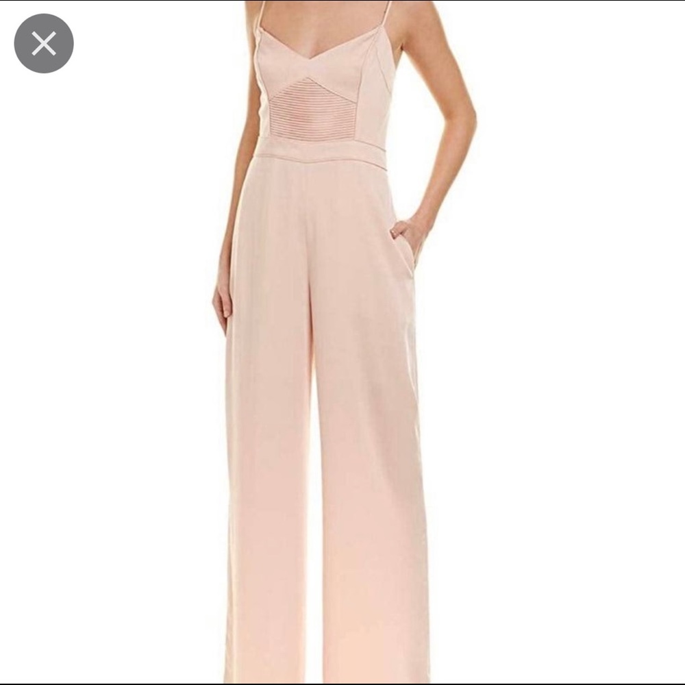 BCBG Maxazria small Almond pink jumpsuit POCKETS!